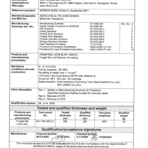 NORKSO QTR(Qualification Test Report) M650